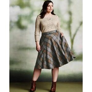 Torrid Plaid A-Line Skirt in Blue and Brown